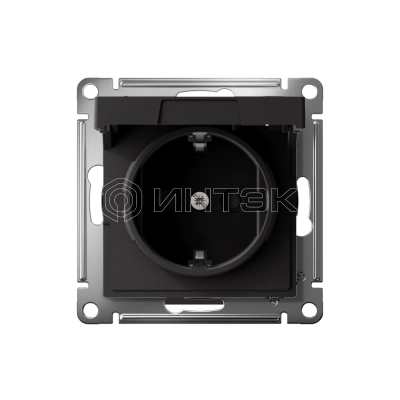 Розетка AtlasDesign 16А IP20 с заземл. защ. шторки с крышкой быстрозажим. клем. механизм карбон Systeme Electric ATN001046S изображение, фото