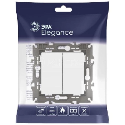 Выключатель 2-кл. СП Elegance 14-1104-01 10А IP20 250В 10AX механизм бел. Эра Б0034229 изображение, фото