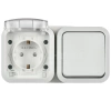 Блок ОП TORS TS342 (розетка + выключатель) 16А IP55 горизонт. бел. IEK TS-G10-6-55-V-K01 изображение, фото