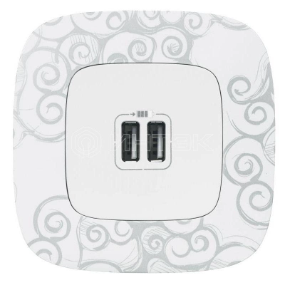 Устройство зарядное Valena Allure с 2-мя USB-разъемами 240В/5В 1500мА с лиц. панелью бел. Legrand 754995 изображение, фото