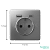 Розетка ArtGallery 16А с 2-мя заряд. устройствами USB A+C 5В/2.4А/3А 2х5В/1.5А механизм сталь Systeme Electric GAL000932 изображение, фото