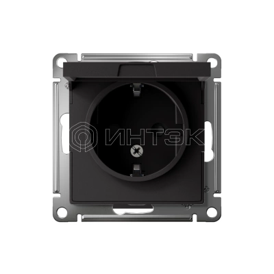 Розетка 1-м СП AtlasDesign 16А IP20 с заземл. защ. шторки с крышкой механизм карбон Systeme Electric ATN001046 изображение, фото
