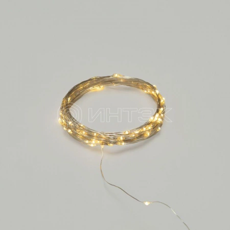 Гирлянда "Роса" 10м 100LED тепл. бел. IP44 с пультом 8 режимов элементы питания 3хAA Neon-Night 303-256 изображение, фото
