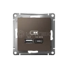 Розетка USB AtlasDesign тип A+C 45Вт QC PD высокоскор. ЗУ механизм мокко Systeme Electric ATN000629 изображение, фото