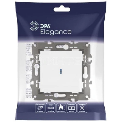 Выключатель 1-кл. СП Elegance 14-1102-01 10А IP20 250В 10AX с подсветкой механизм бел. Эра Б0034215 изображение, фото