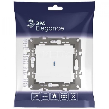 Выключатель 1-кл. СП Elegance 14-1102-01 10А IP20 250В 10AX с подсветкой механизм бел. Эра Б0034215 изображение, фото