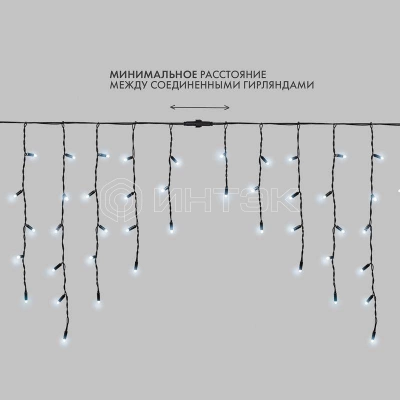 Гирлянда светодиодная "Айсикл" (бахрома) 4х0.6м 128LED бел. 10Вт 230В IP67 провод каучук черн. Neon-Night 255-225 изображение, фото