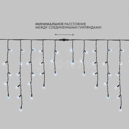 Гирлянда светодиодная "Айсикл" (бахрома) 4х0.6м 128LED бел. 10Вт 230В IP67 провод каучук черн. Neon-Night 255-225 изображение, фото