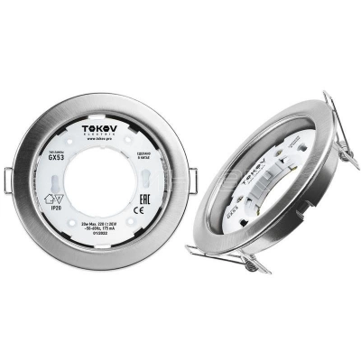Светильник GX 53-MCH-1 106х48мм матов. хром металл+пластик TOKOV ELECTRIC TOK-GX53-MCH-1 изображение, фото