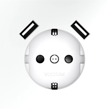 Розетка 1-м СП S70 16А с USB A+A с заземл. защ. шторки механизм бел. матов. Voltum VLS040402 изображение, фото