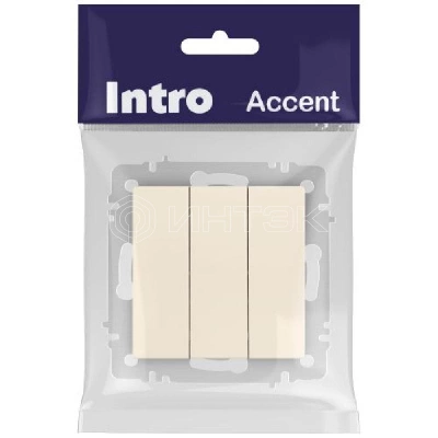 Выключатель 3-кл. СП Accent 6-106-02 10А IP20 250В AL/CU сл.кость Intro Б0063534 изображение, фото
