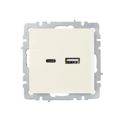 Розетка BRITE USB A+C 18Вт РЮ11-1-БрКр механизм беж. IEK BR-U22-018-K10 изображение, фото