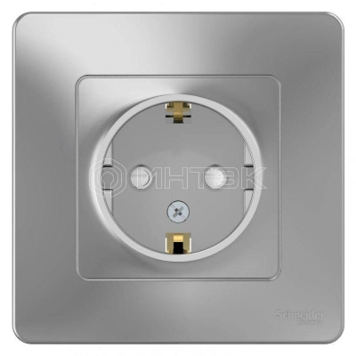 Розетка 1-м СП Blanca 16А IP20 250В с заземл. защ. шторки алюм. Systeme Electric BLNRS001113 изображение, фото