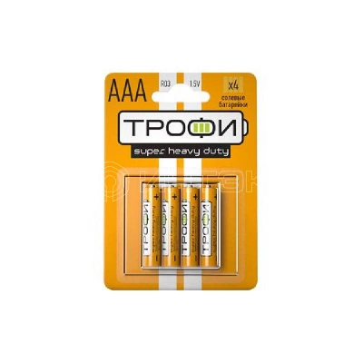Элемент питания солевой AAA/R03 R03-4BL (блист.4шт) Трофи C0033712 изображение, фото