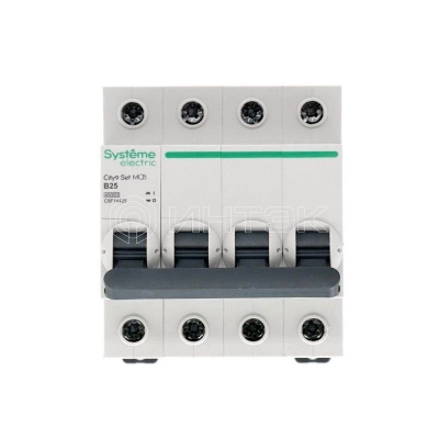 Выключатель автоматический модульный 4п B 25А 4.5кА City9 Set 400В Systeme Electric C9F14425 изображение, фото