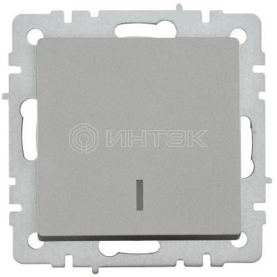 Выключатель 1-кл. СП BRITE ВС10-1-1-БрС 10А с индик. механизм сталь IEK BR-V10-1-10-K46 изображение, фото