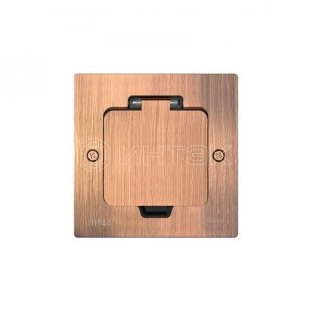 Лючок MultiDesk MDK21 с розеткой 2P+E 16А 250В IP44 с монтажной коробкой для стены фальшпола стола медь Systeme Electric MDK21102CA изображение, фото