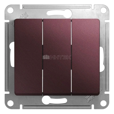 Выключатель 3-кл. СП Glossa 10А IP20 (сх. 3) 10AX механизм баклажан. Systeme Electric GSL001131 изображение, фото