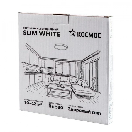 Светильник светодиодный SLIM WHITE 24Вт 4500К IP40 1620лм 230В 230х25мм КОСМОС KSlim24w_W4500K изображение, фото