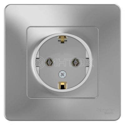 Розетка 1-м СП Blanca 16А IP20 250В с заземл. без защ. шторок алюм. Systeme Electric BLNRS001013 изображение, фото