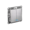 Выключатель 2-кл. СП AtlasDesign 10А IP20 (сх. 5а) 10AX с подсветкой механизм алюм. Systeme Electric ATN000353 изображение, фото
