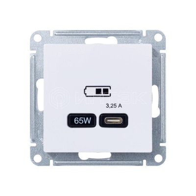 Розетка USB AtlasDesign тип C 65Вт высокоскор. ЗУ QC PD механизм лотос Systeme Electric ATN001327 изображение, фото