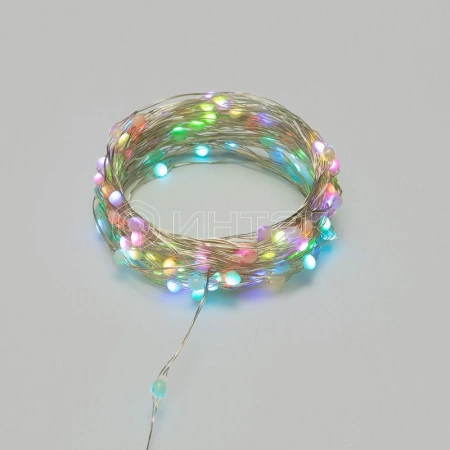 Гирлянда "Роса" 10м 100LED RGB IP44 с пультом 8 режимов элементы питания 3хAA Neon-Night 303-259 изображение, фото