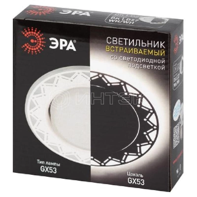 Светильник светодиодный точечный DK LD27 WH/WH GX53 декор со светодиод. подсветкой бел./бел. ЭРА Б0037388 изображение, фото