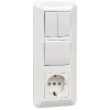 Блок СП Blanca / Прима (розетка с заземл. + 1-кл. + 2-кл. выкл.) (розн. упак.) бел. Systeme Electric BK2VR-008A-BI изображение, фото