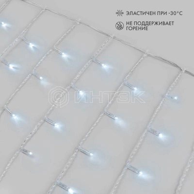 Гирлянда светодиодная "Айсикл" (бахрома) 4.8х0.6м 176LED бел. 230В IP65 эффект мерцания провод ПВХ прозр. нужен шнур 303-500-1 Neon-Night 255-185 изображение, фото