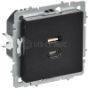 Розетка СП BRITE РЮ11-2-БрЧ USB A+C 45Вт высокоскор. заряд. черн. IEK BR-U22-045-K02 изображение, фото