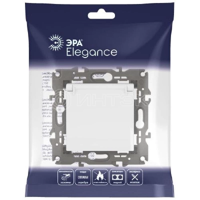 Розетка 1-м СП Эра Elegance 14-2103-01 16А IP20 16AX 250В 2P+E Schuko защ. шторки с крышкой бел. Эра Б0034278 изображение, фото
