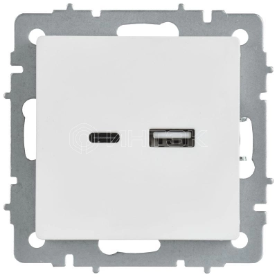 Розетка BRITE РЮ11-1-БрАБ 18Вт USB A+C механизм арктич. бел. IEK BR-U22-018-K91 изображение, фото
