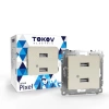 Розетка 2-м USB СП Pixel тип A+A 5В 1х2.1А 2х1.05А механизм беж. TOKOV ELECTRIC TKE-PX-2USB-C02 изображение, фото