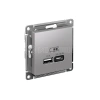 Розетка USB AtlasDesign тип A+C 45Вт QC PD высокоскор. ЗУ механизм алюм. Systeme Electric ATN000329 изображение, фото