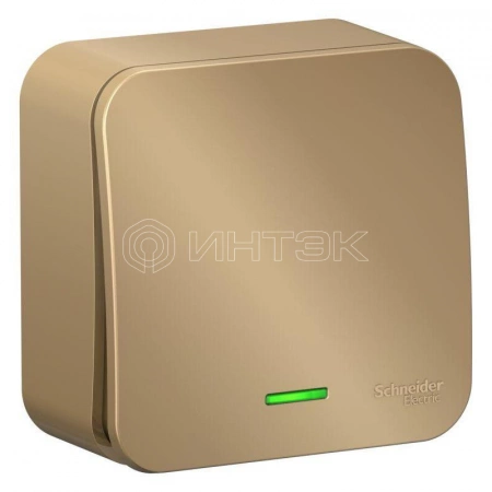 Выключатель 1-кл. ОП Blanca 10А IP20 (сх. 1) 250В с подсветкой с изолир. пластиной титан Systeme Electric BLNVA101114 изображение, фото