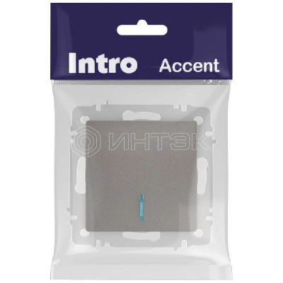 Выключатель 1-кл. СП Accent 6-102-09 10А IP20 250В с подсветкой AL/CU титан Intro Б0063460 изображение, фото