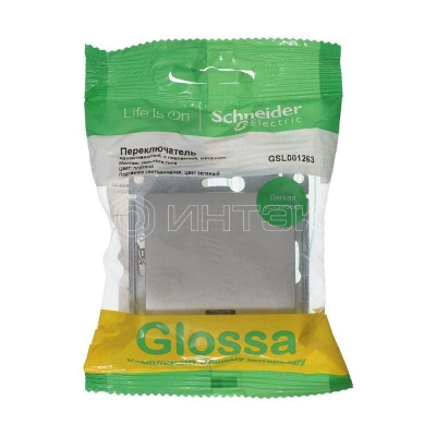 Переключатель проходной 1-кл. СП Glossa 10А IP20 (сх. 6а) 10AX с подсветкой механизм платина Systeme Electric GSL001263 изображение, фото