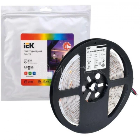 Лента светодиодная LED LSR-2835RGB54-4.8-IP65-12В (уп.5м) IEK LSR1-3-054-65-3-05 изображение, фото
