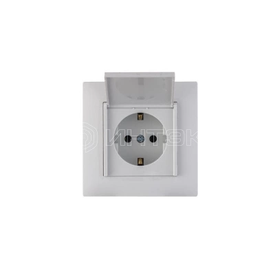 Розетка 1-м с крышкой Karea RIZZ с заземл. бел. Makel 88001029 изображение, фото
