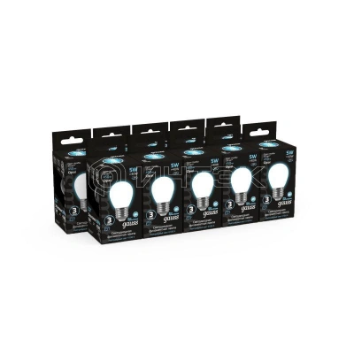 Лампа светодиодная филаментная Black Filament 5Вт P45 шар матовая 4100К нейтр. бел. E27 450лм GAUSS 105202205 изображение, фото